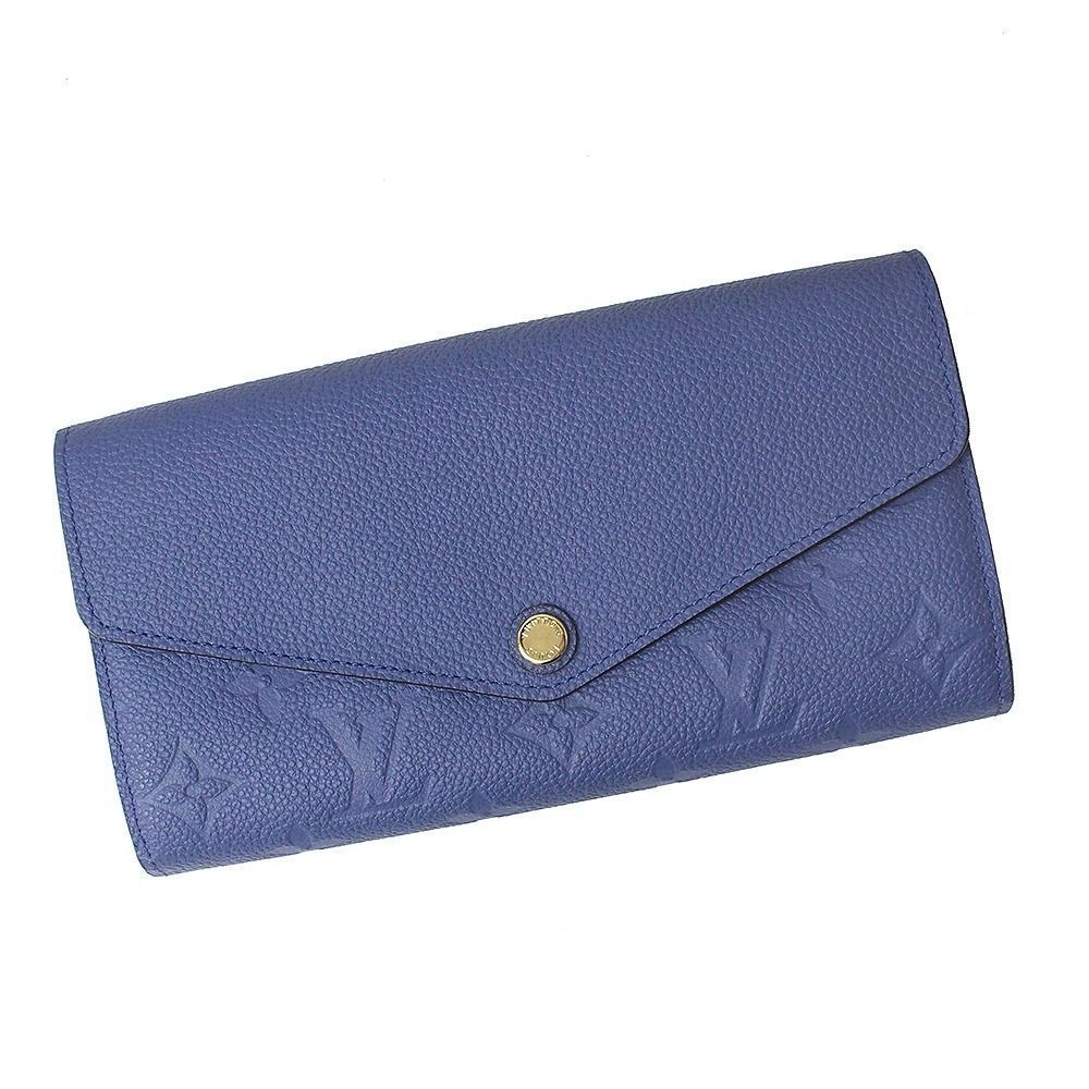 Louis Vuitton Monogram Emplant Leather Long Wallet Blue